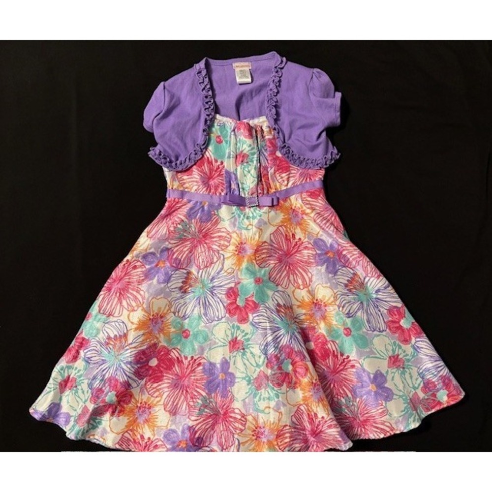 Youngland 2 piece set Floral sleeveless dress and short sleeve top girls size 6